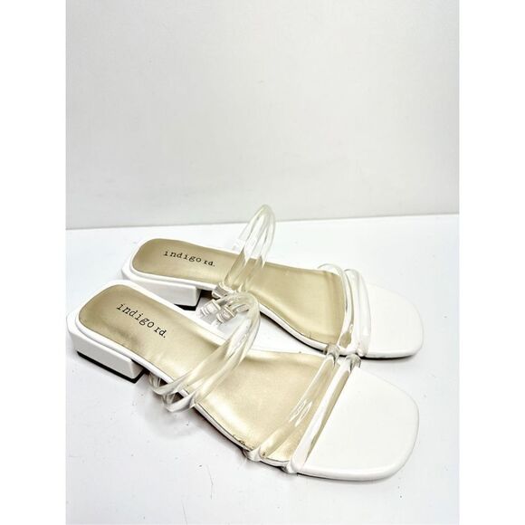 Indigo rd.‎ Women Size 7 Clear White Slide Block Heel Sandals - Picture 3 of 8